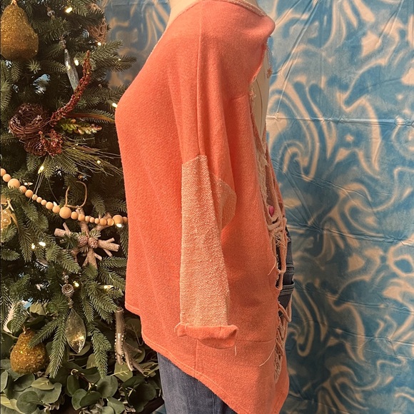 Cleo Coral and Cream Knit Top - Picture 3 of 5